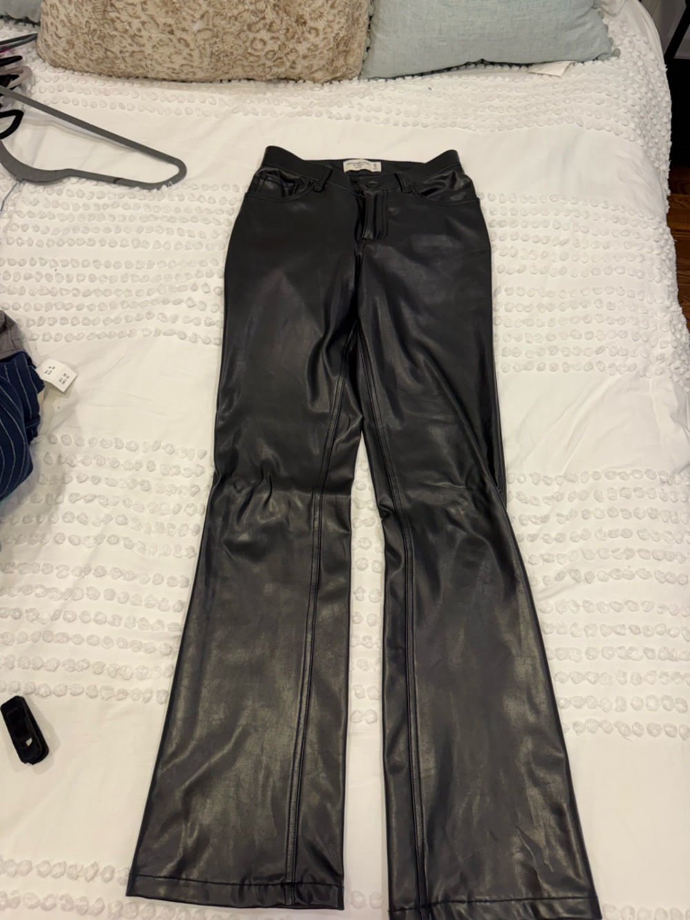 Abercrombie & Fitch the 90s boot low rise Black Faux Leather Pants